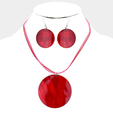 Round Shell Necklace and Earrings Set