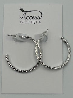 Delaney Earrings Textured Silver Hoops